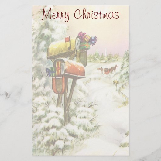 Kerstmis, postvakken in het winterlandschap briefpapier (Voorkant)