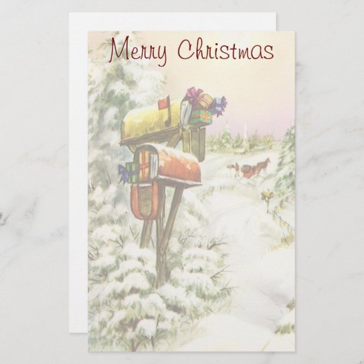 Kerstmis, postvakken in het winterlandschap briefpapier (Voorkant / Achterkant)
