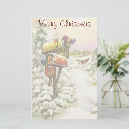 Kerstmis, postvakken in het winterlandschap briefpapier (Staand voorkant)