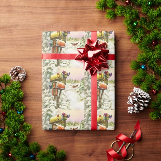 Kerstmis, postvakken in het winterlandschap cadeaupapier (Feestdagen Geschenken)