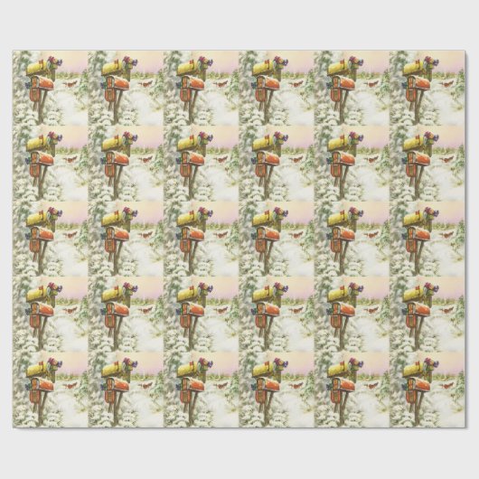 Kerstmis, postvakken in het winterlandschap cadeaupapier (Vlak)