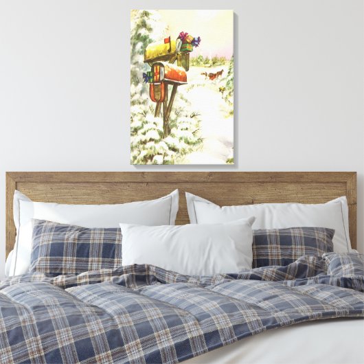 Kerstmis, postvakken in het winterlandschap canvas afdruk (Insitu (Slaapkamer))
