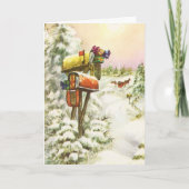 Kerstmis, postvakken in het winterlandschap feestdagen kaart (Voorkant)