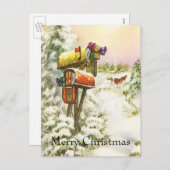 Kerstmis, postvakken in het winterlandschap feestdagenkaart (Voorkant / Achterkant)