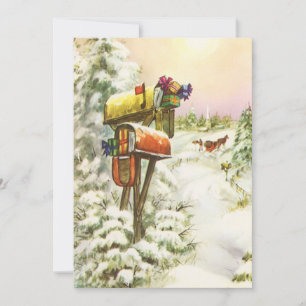 Kerstmis, postvakken in het winterlandschap kaart