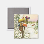 Kerstmis, postvakken in het winterlandschap magneet (Voorkant / Achterkant)