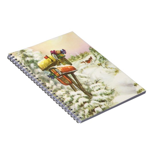 Kerstmis, postvakken in het winterlandschap notitieboek (Rechterzijde)