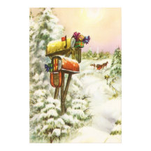 Kerstmis, postvakken in het winterlandschap