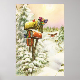 Kerstmis, postvakken in het winterlandschap poster