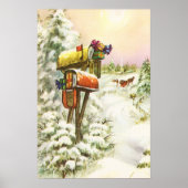 Kerstmis, postvakken in het winterlandschap poster (Voorkant)