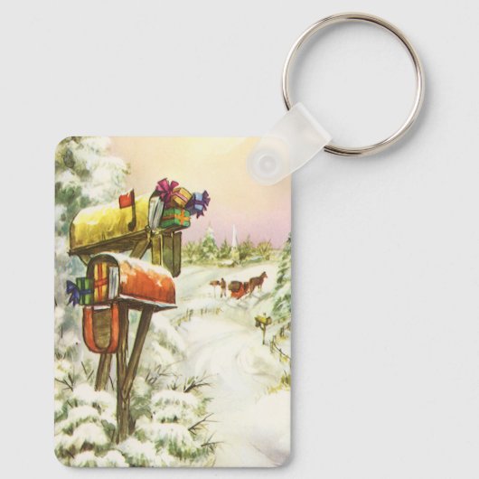 Kerstmis, postvakken in het winterlandschap sleutelhanger (Achterkant)