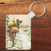 Kerstmis, postvakken in het winterlandschap sleutelhanger (Achterkant)