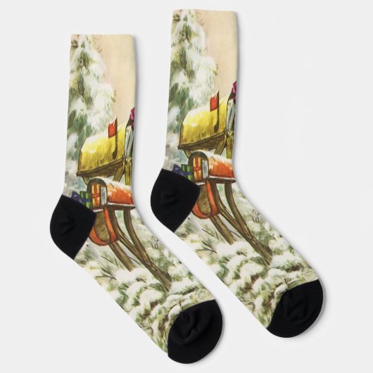 Kerstmis, postvakken in het winterlandschap sokken (Rechts)