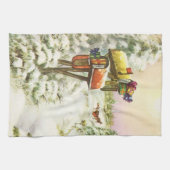 Kerstmis, postvakken in het winterlandschap theedoek (Horizontaal)