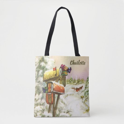 Kerstmis, postvakken in het winterlandschap tote bag (Voorkant)