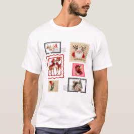 Kerstmis Postzegel Collage Ontwerp in Vintage Stij T-shirt