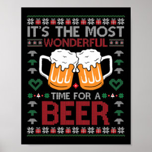 Kerstmis Prachtige tijd voor een bier lelijke kers Poster