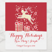 Kerstmis prancing rendieren aangepaste wijnlabels wijn etiket (Enkel label)