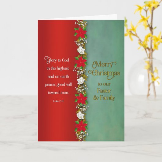 Kerstmis Predikant Christen Rode Poinsettia Guirla Kaart (Gele Bloem)