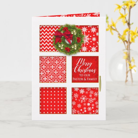 Kerstmis, predikant, rode panelen deur met adem kaart (Gele Bloem)