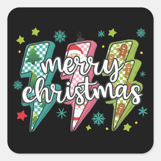 Kerstmis Preppy Coquette Kerstfeest  Vierkante Sticker (Voorkant)