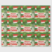 Kerstmis Preppy Rood Wit Groen Golf Kerst Cadeaupapier (Vlak)