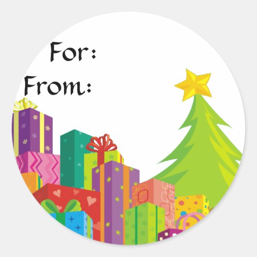 Kerstmis Presente Sjabloon, Ronde Sticker (Voorkant)