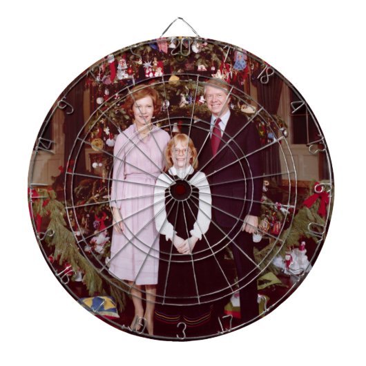 Kerstmis President James Jimmy Carter Witte Huis Dartbord (Voorkant)