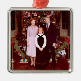 Kerstmis President James Jimmy Carter Witte Huis Metalen Ornament