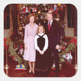 Kerstmis President James Jimmy Carter Witte Huis Vierkante Sticker