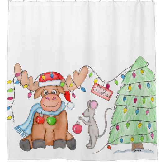Kerstmis - Prettig Kerst-Eland! Douchegordijn (Voorkant)