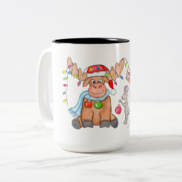 Kerstmis - Prettig Kerst-Eland! Tweekleurige Koffiemok