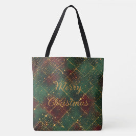 Kerstmis, Prettig Kerstfeest, Goud Rood Groen Patr Tote Bag