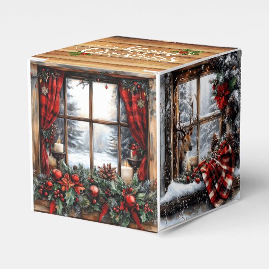 Kerstmis Prettig Kerstfeest Jachthut Sneeuw Cadeau Bedankdoosjes (Voorkant Zijde)