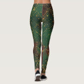 Kerstmis, Prettig Kerstfeest,Luxueus Goud Rood Gro Leggings (Achterkant)