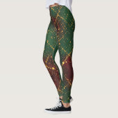 Kerstmis, Prettig Kerstfeest,Luxueus Goud Rood Gro Leggings (Links)