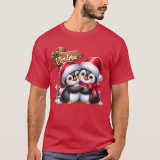 Kerstmis Prettig Kerstfeest Om Pinguïns Geschenk v T-shirt