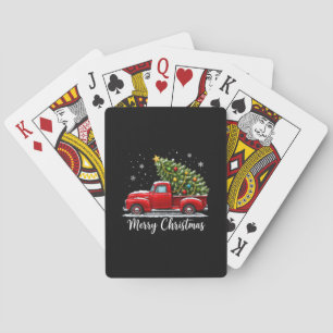 Kerstmis Prettig Kerstfeest Rode Truck Boom Mannen Pokerkaarten