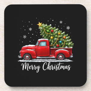 Kerstmis Prettig Kerstmis Rode Truck Boom Mannen V Bier Onderzetter
