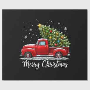 Kerstmis Prettig Kerstmis Rode Truck Boom Mannen V Cadeaupapier