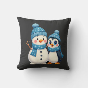 Kerstmis Prettig Kerstmis Voor Cadeau Pinguïn Snee Kussen