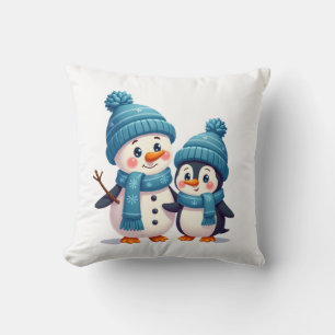 Kerstmis Prettig Kerstmis Voor Cadeau Pinguïn Snee Kussen
