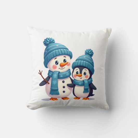 Kerstmis Prettig Kerstmis Voor Cadeau Pinguïn Snee Kussen (Voorkant)
