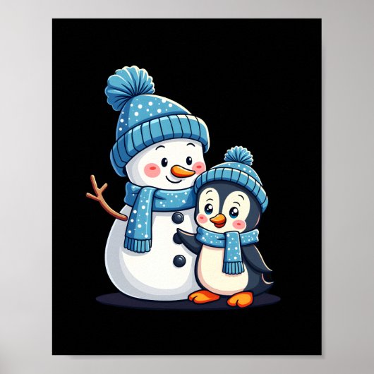 Kerstmis Prettig Kerstmis Voor Cadeau Pinguïn Snee Poster (Voorkant)