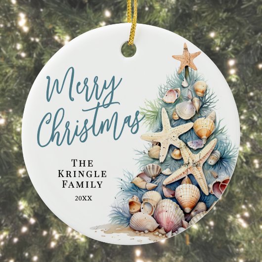 Kerstmis prettig strand keramisch ornament