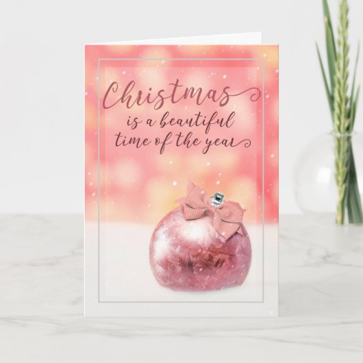 Kerstmis prettig voor iedereen Roze ornament mooi Feestdagen Kaart (Voorkant)