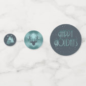 Kerstmis Prettige feestdagen Antlers Blauwgroen ID Confetti (Achterkanten)