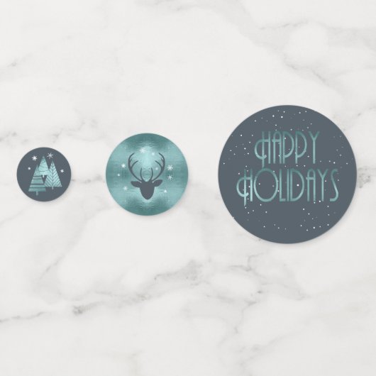 Kerstmis Prettige feestdagen Antlers Blauwgroen ID Confetti (Achterkanten)