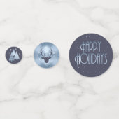 Kerstmis Prettige feestdagen Antlers Blue ID864 Confetti (Achterkanten)