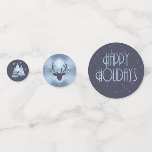 Kerstmis Prettige feestdagen Antlers Blue ID864 Confetti (Achterkanten)